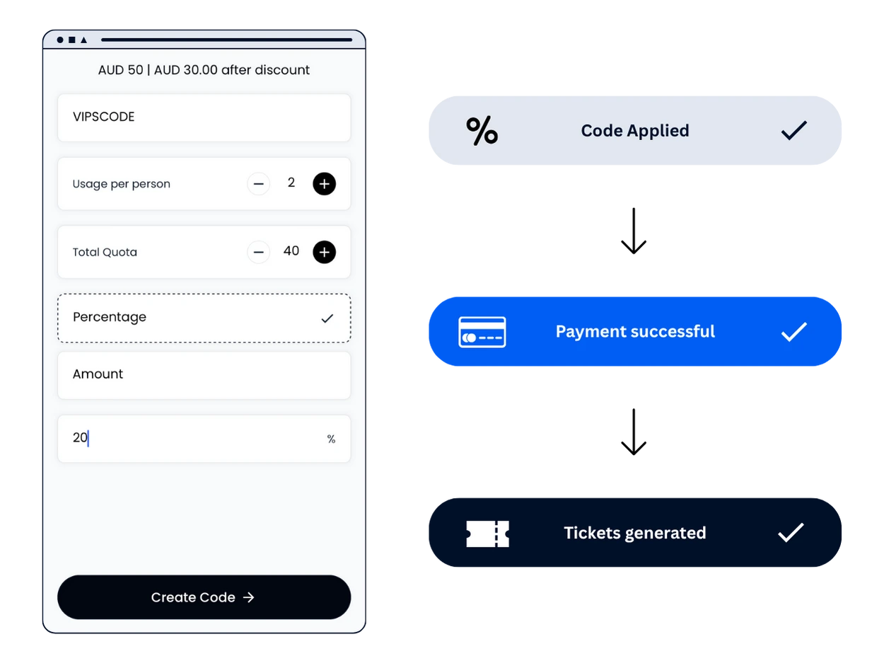 Events Software feature - Generate Promotion Codes for your events