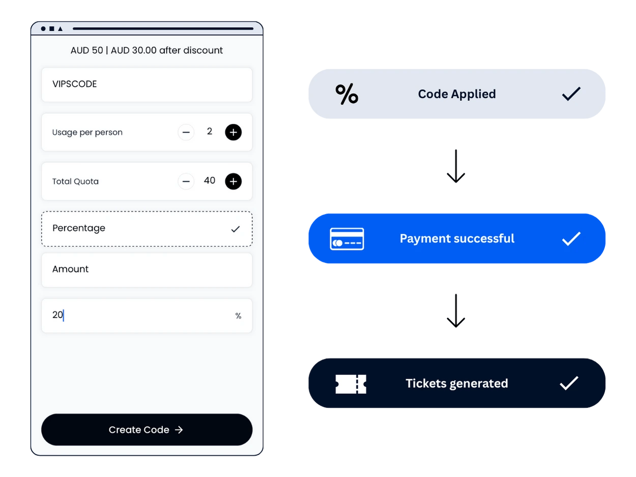 Events Software feature - Generate Promotion Codes for your events