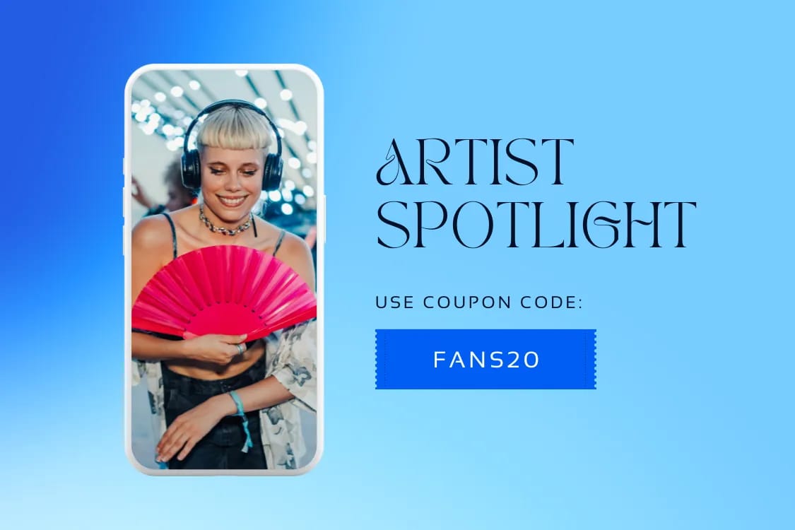 An example of a social media post featuring the artist and an offer to fans