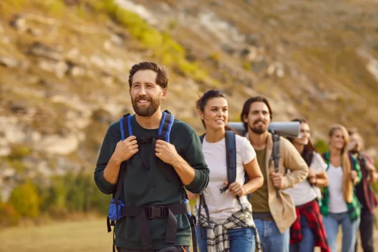 Alumni group on a hiking trip