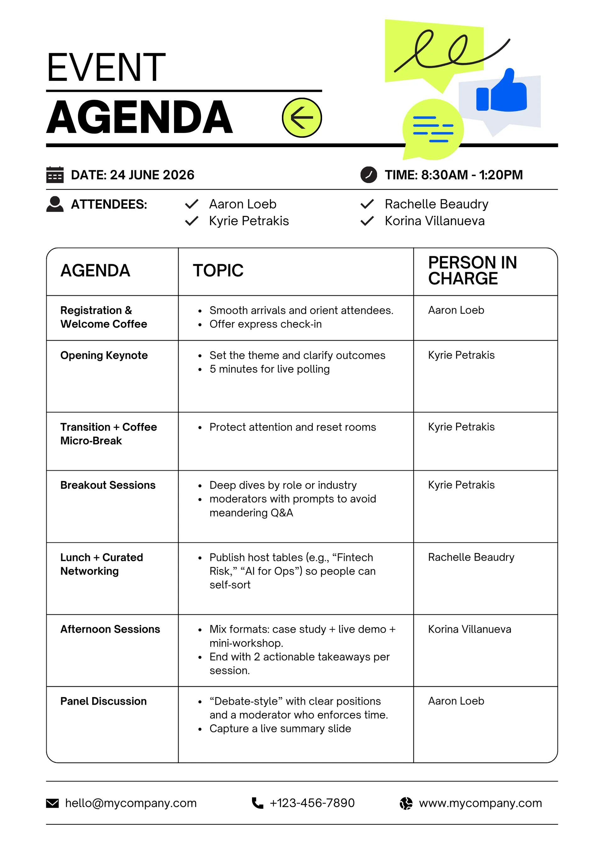 Event Agenda Example