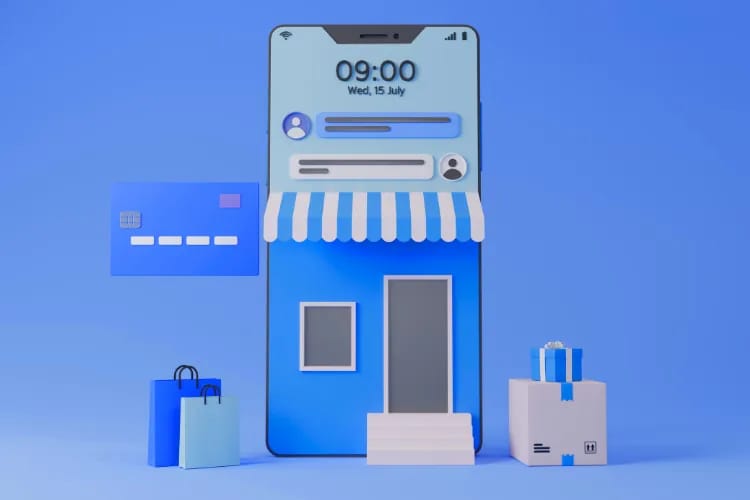 3rd illustration of Online shopping on smartphone and store concept