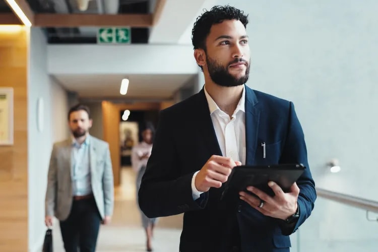 Event vendor walking to meet event coordinator