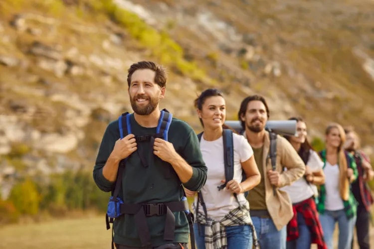 Alumni group on a hiking trip