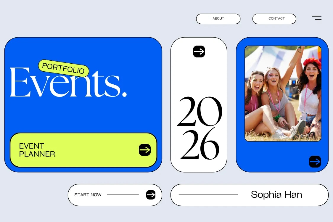 Screenshot of an Event Planner portfolio website